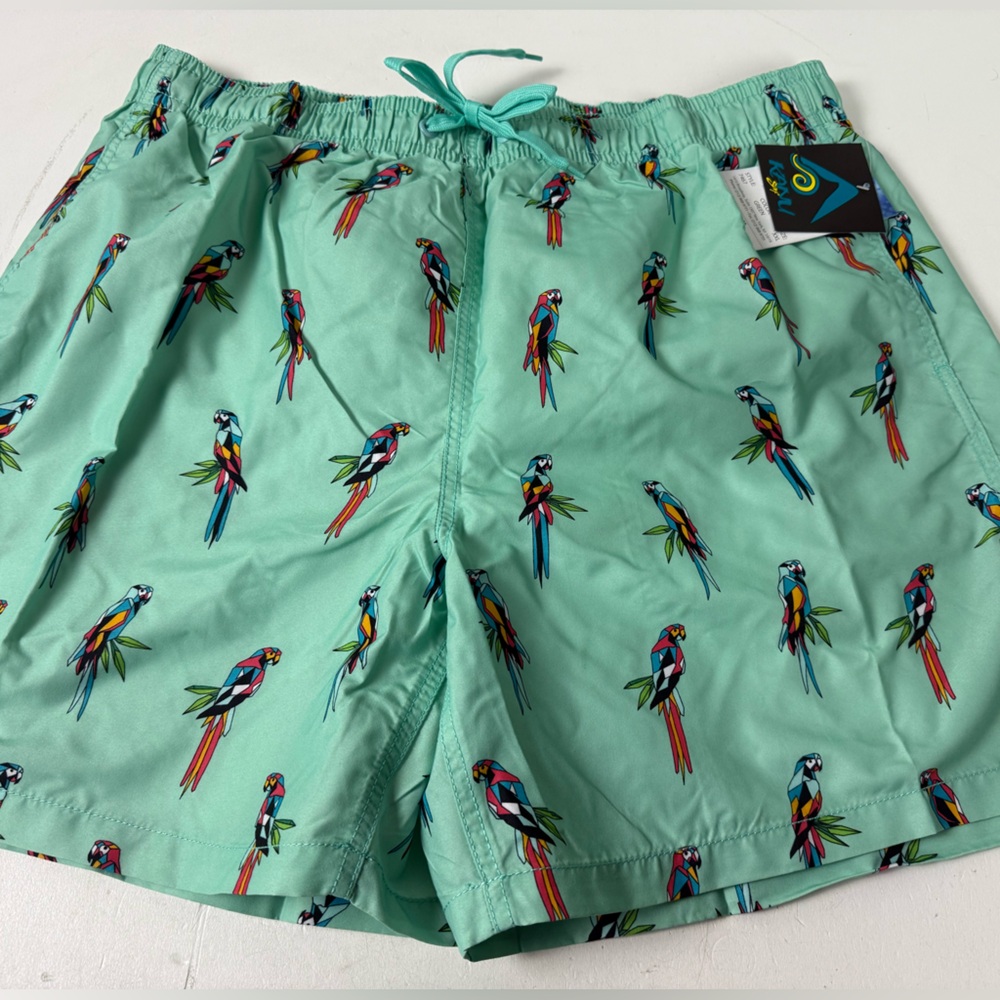 Kanu Surf Parrot Themed Mesh Lined Swim Trunks NWT
